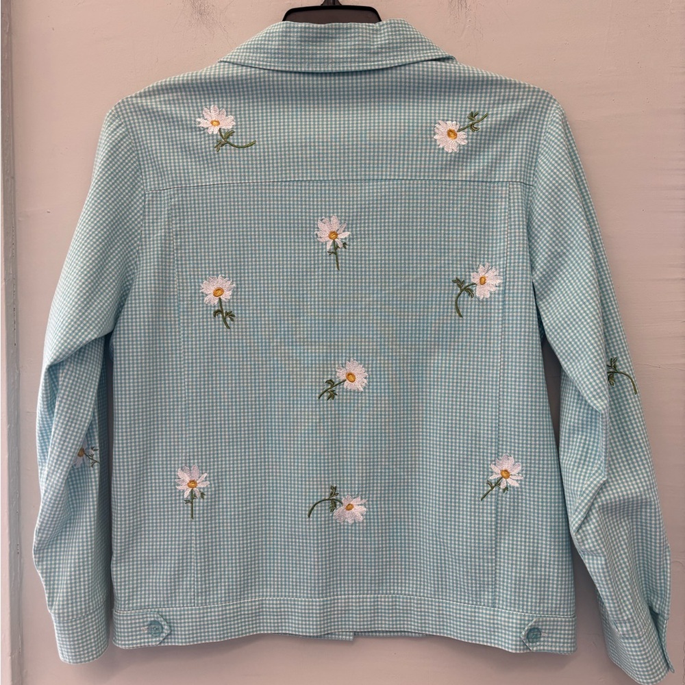 The Quacker Factory Vintage 90’s Daisy Embroidered Checkered Jacket Size Small - Picture 5 of 5